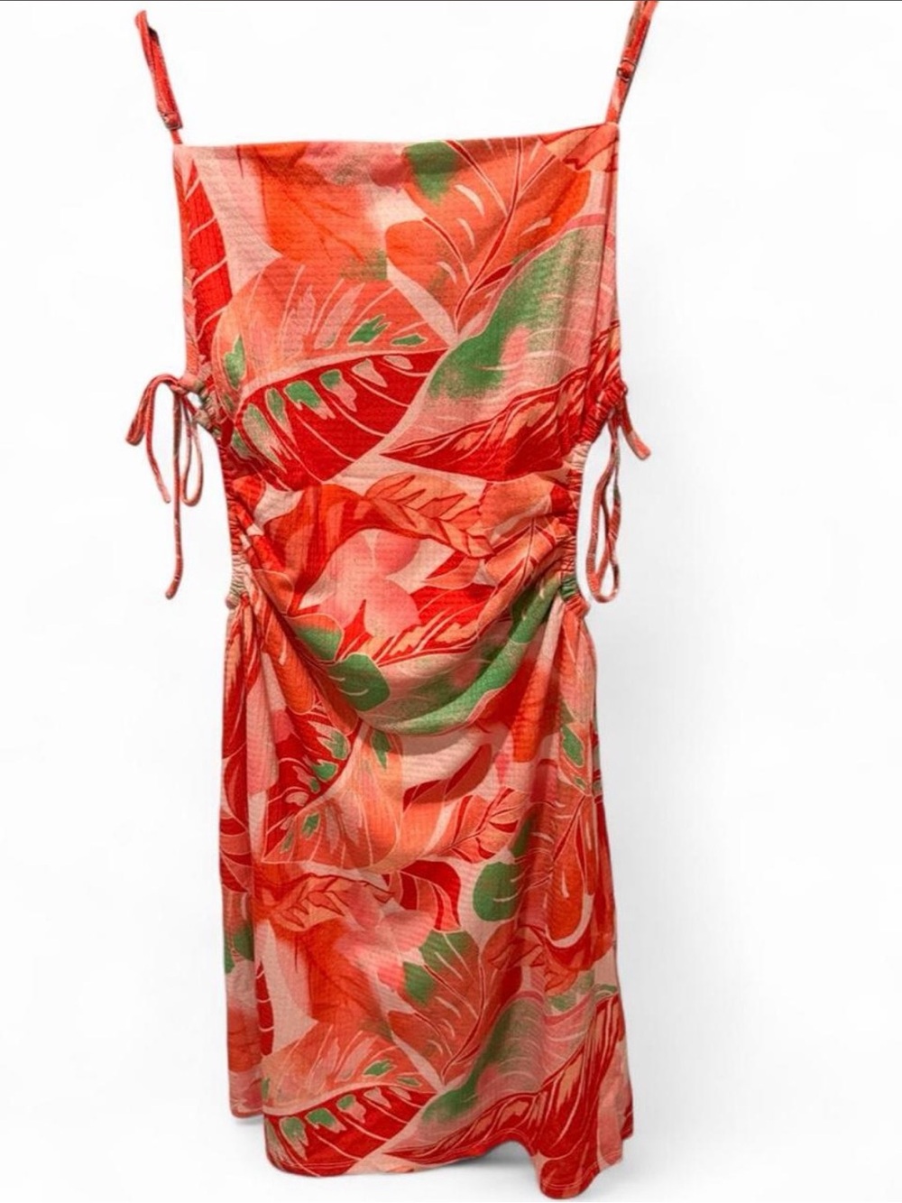 Gianni Bini Coral Pink & Green Floral Slip Dress